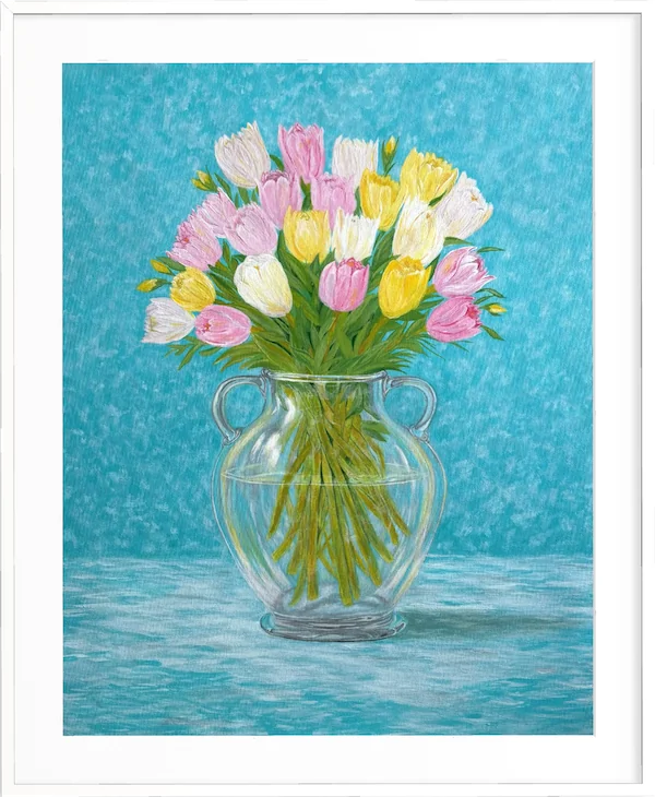 Tulips in Clear Vase— acrylic on canvas by Deepak Tidke, 2026