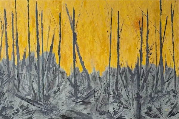 Ashes Beneath Gold - Abstract Painting — acrylic on canvas by Deepak Tidke, 2026