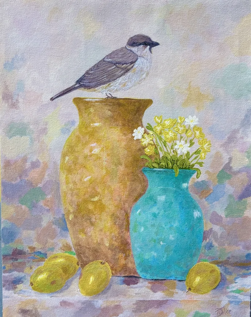 Sparrow Series: 2 — acrylic on canvas by Deepak Tidke, 2026