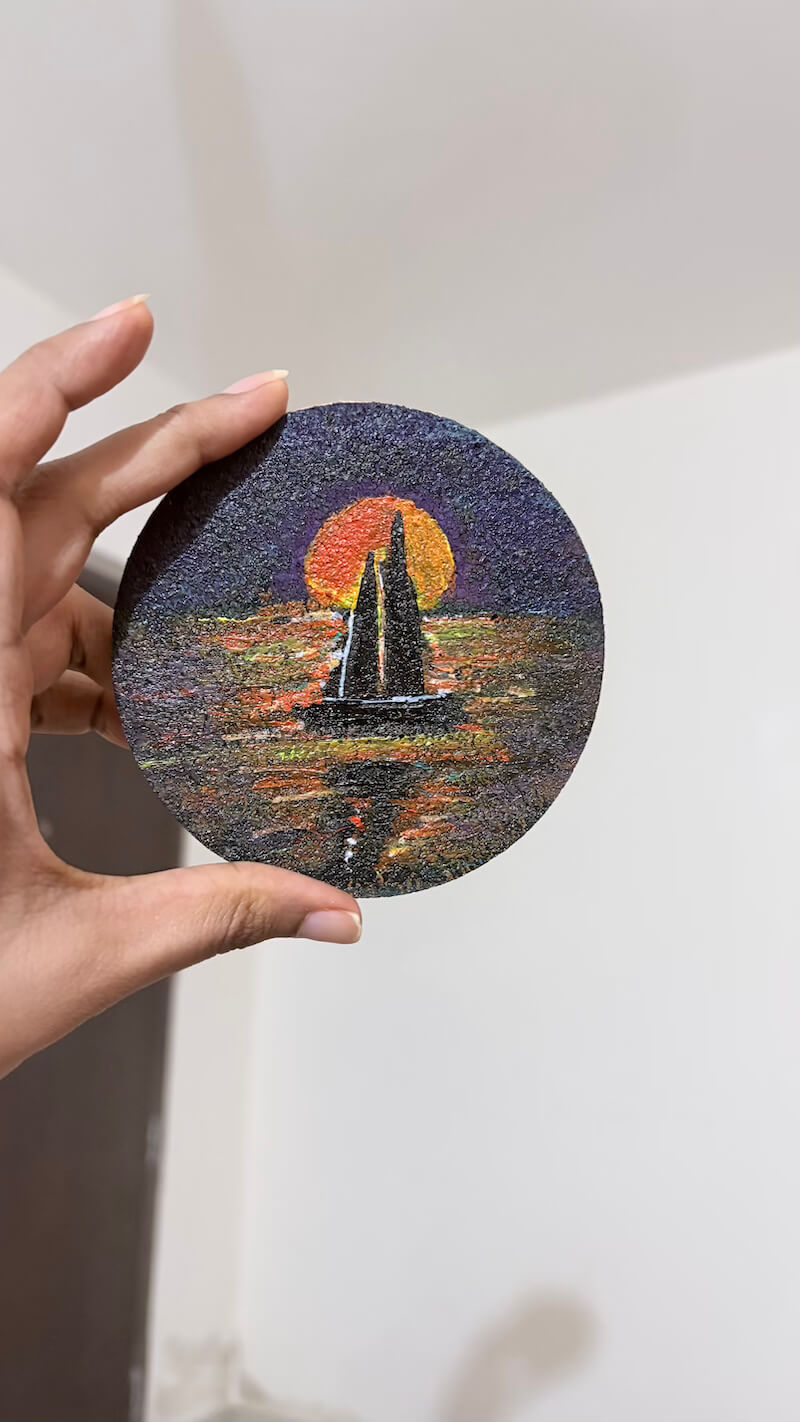 Handmade small art by Pooja Srivastava — card or coaster